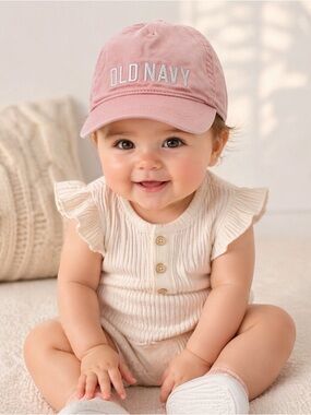 Old Navy Pink Baby Toddler Baseball Cap Hat Adjustable Size S Cute